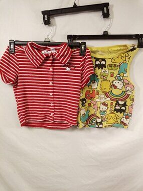 Forever 21/San Rio Hello Kitty and Friends Junior's Cropped Button-Down/Tank Top